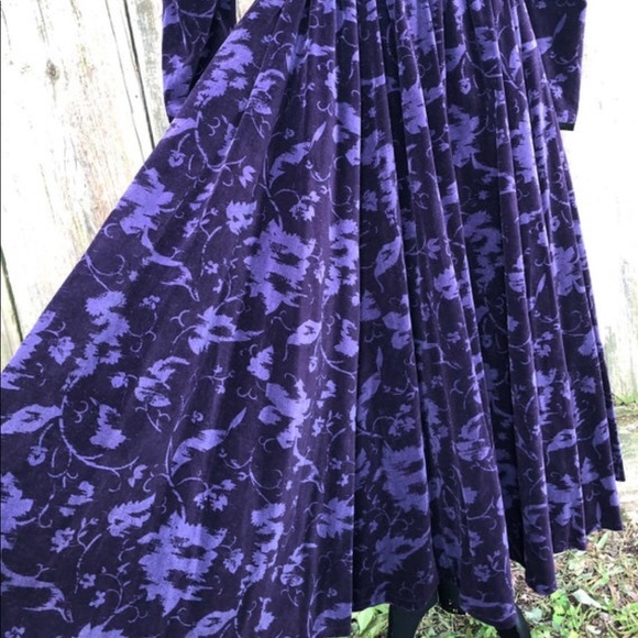 Vintage Laura Ashley Purple Velvet Dress - Picture 3 of 8